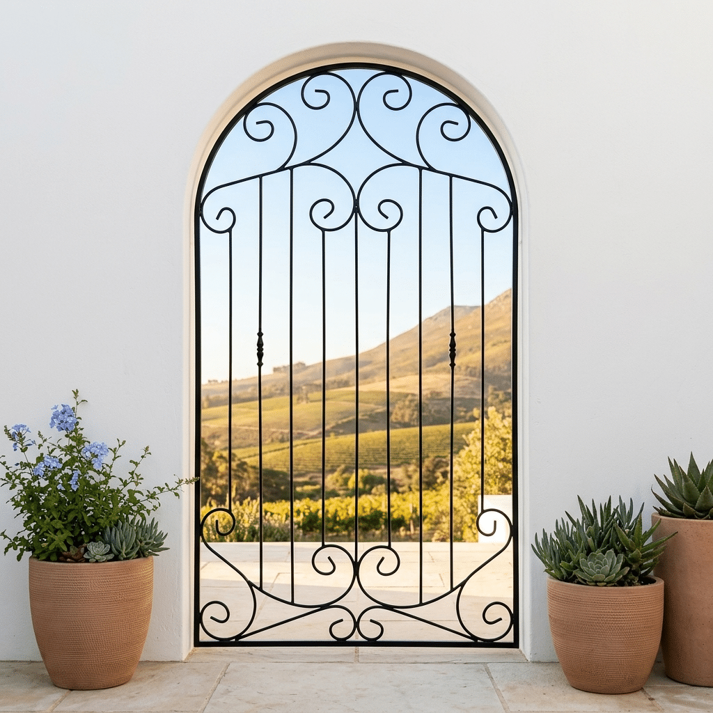 Elegant wrought iron wall panel in South Africa