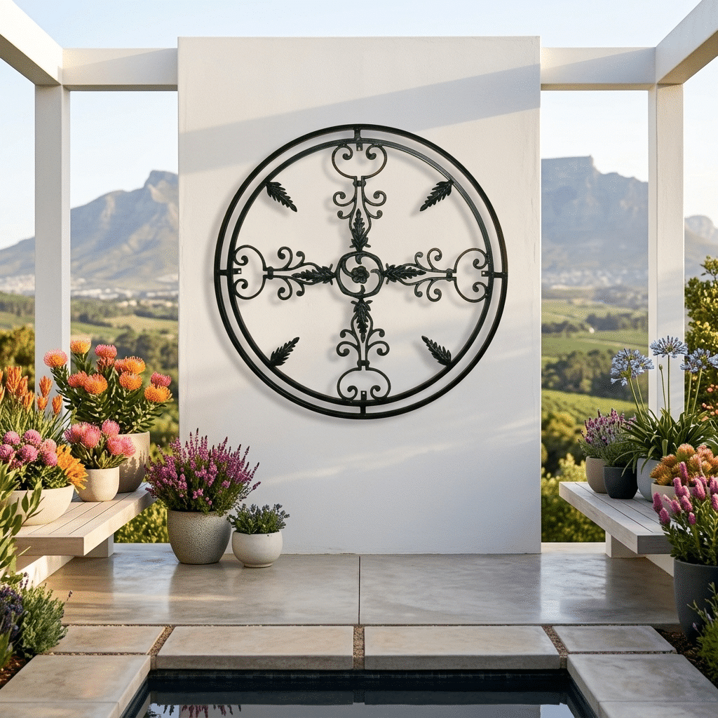 Floral patio with charming wrought iron trellis SA