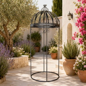 Mediterranean garden with Italian pergola to add charm