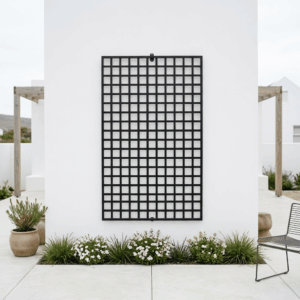 Minimalistic wrought iron garden trellis