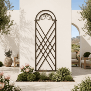 Slim wrought iron trellis with charming curly detail South Africa