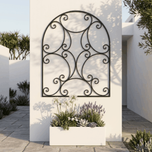 Structured garden with wrought iron trellis SA