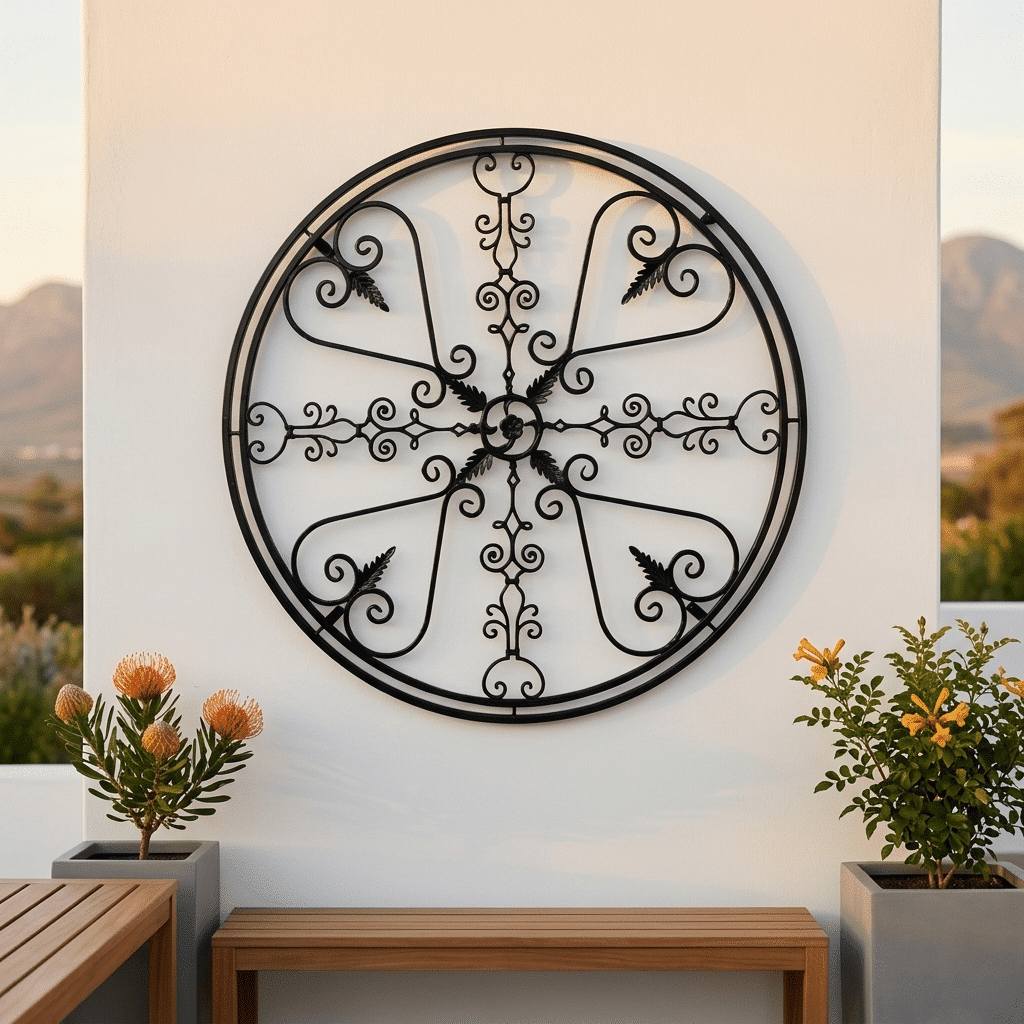 Wrought iron wall decor with tranquil blossoms SA