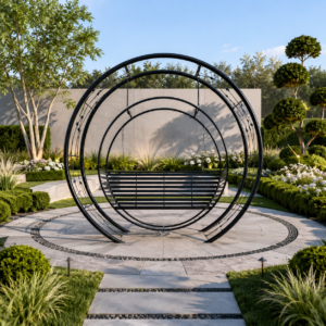 Swing bench with leaves