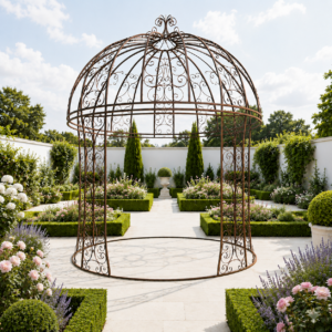 Ornate Dutch pergola in a symmetrical garden South Africa